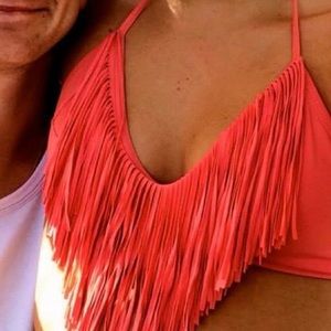 L SPACE fringe bikini top